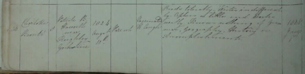 Charlotte Bronte Register Close Up